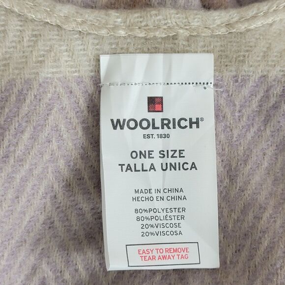 Woolrich Cape Shawl Wrap Womens Purple Herringbone Plaid Fringed Blanket Poncho - Picture 9 of 10